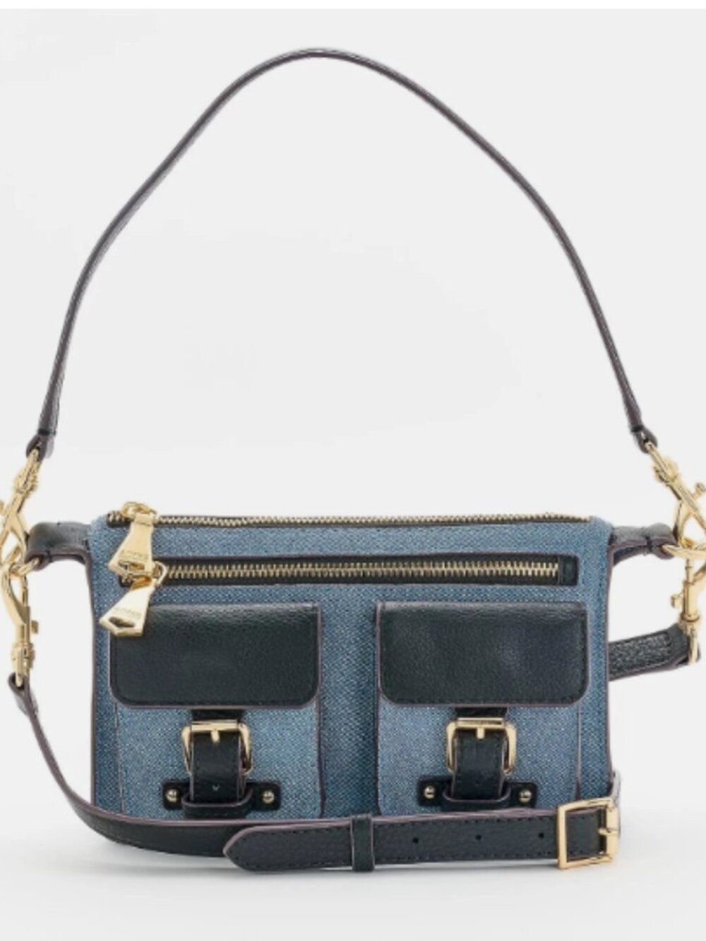 Aimee Kestenberg Leather Saddle Up Mini Crossbody-Denim A695759 NEW
